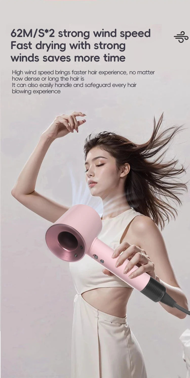Negative ion hair dryer with high speed and no blades High power silent and quick drying Portable, suitable for home and travel