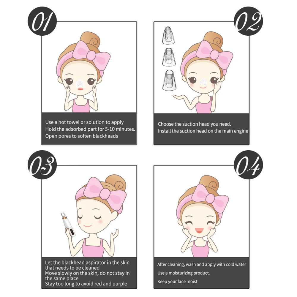 Electric Blackhead Remover Vacuum Cleaner Black Spots Removal Facial Deep Cleansing Pore Cleaner Machine Face Skin Care Tools