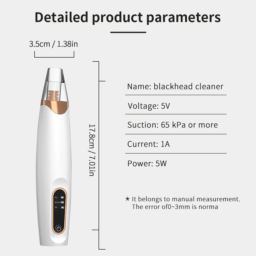 Electric Blackhead Remover Vacuum Cleaner Black Spots Removal Facial Deep Cleansing Pore Cleaner Machine Face Skin Care Tools